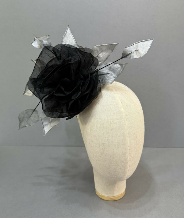 Black and Silver Rose Headpiece