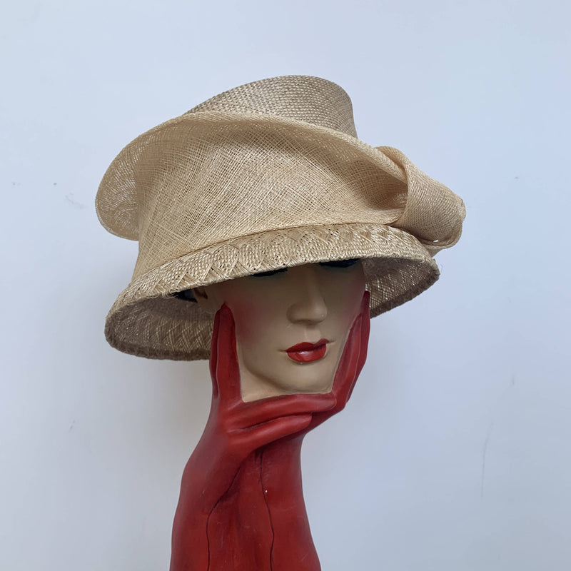 Philip Treacy natural beige cloche wedding straw hat from Harrods London