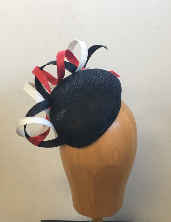 Lucet - Black Pointed Beret with Red White and Black Twists