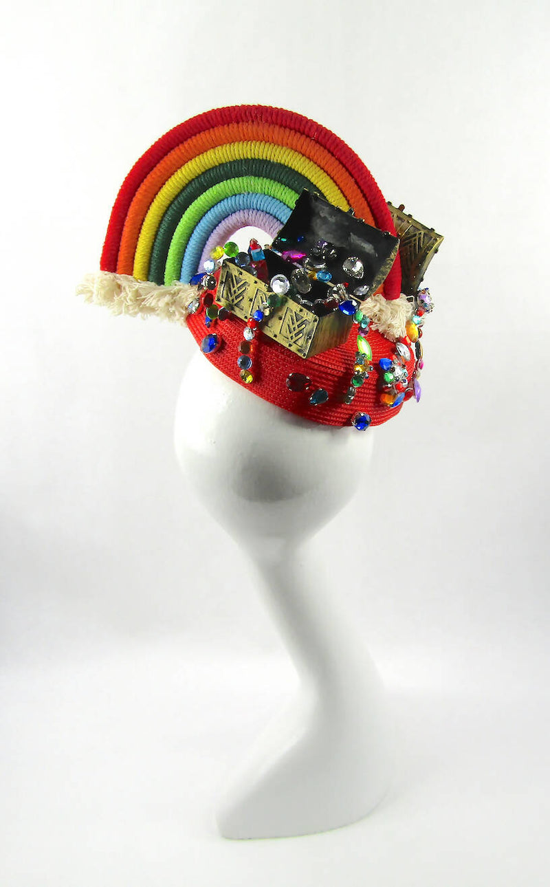 Jewelled Rainbow Pillbox Hat