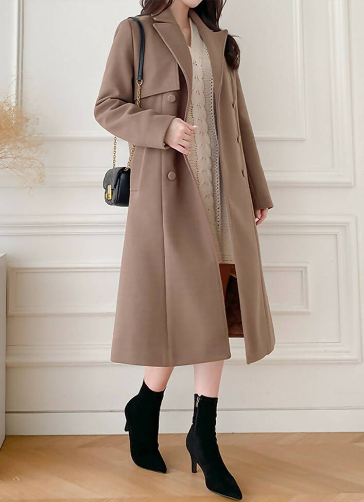 Semi A-line double long coat