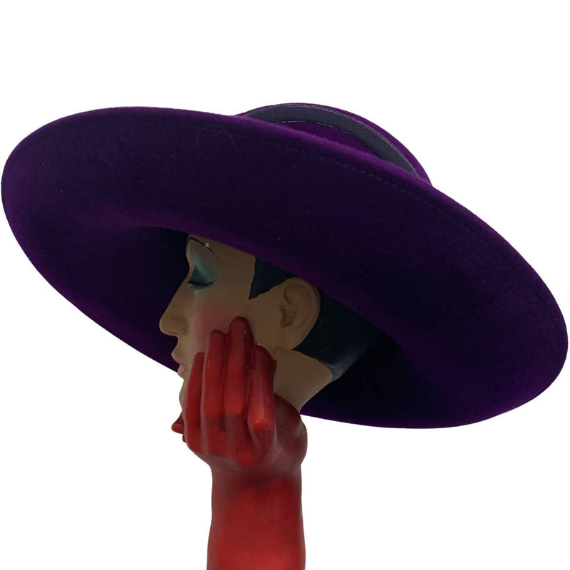 Philip Treacy Purple Velvet Wide Brim Hat