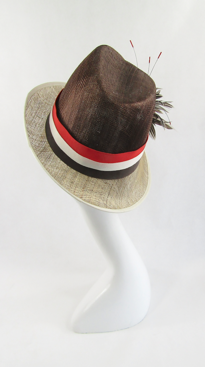 Brown and Cream Sinamay Hat