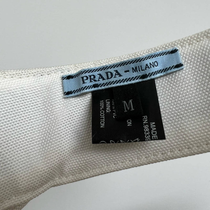 PRADA Logo White Visor Adjustable Size M Made in Italy