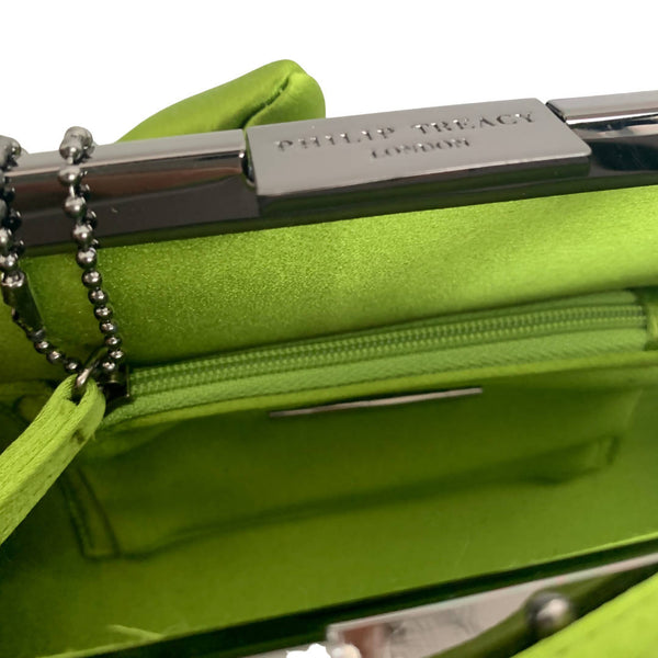 Philip Treacy Strikingly Elegant Lime Green Silk with Small Purse Evening Clutch Bag