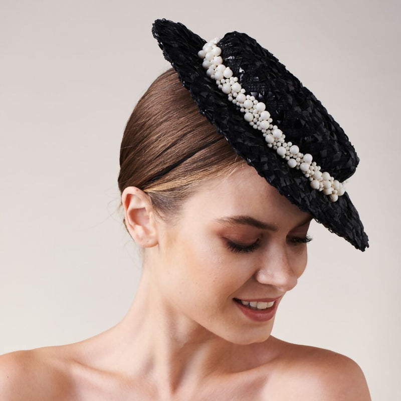 Calla Black and White Boater Hat - Perfect Raceday Hat