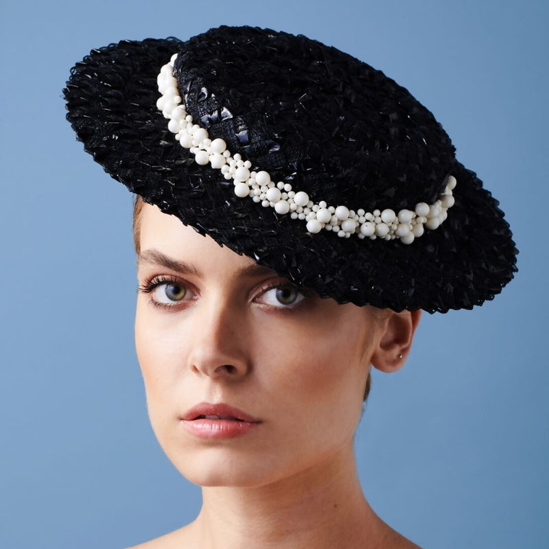 Calla Black and White Boater Hat - Perfect Raceday Hat