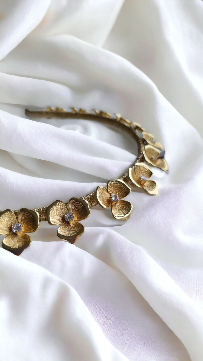 Laura - Gold Flower Headband