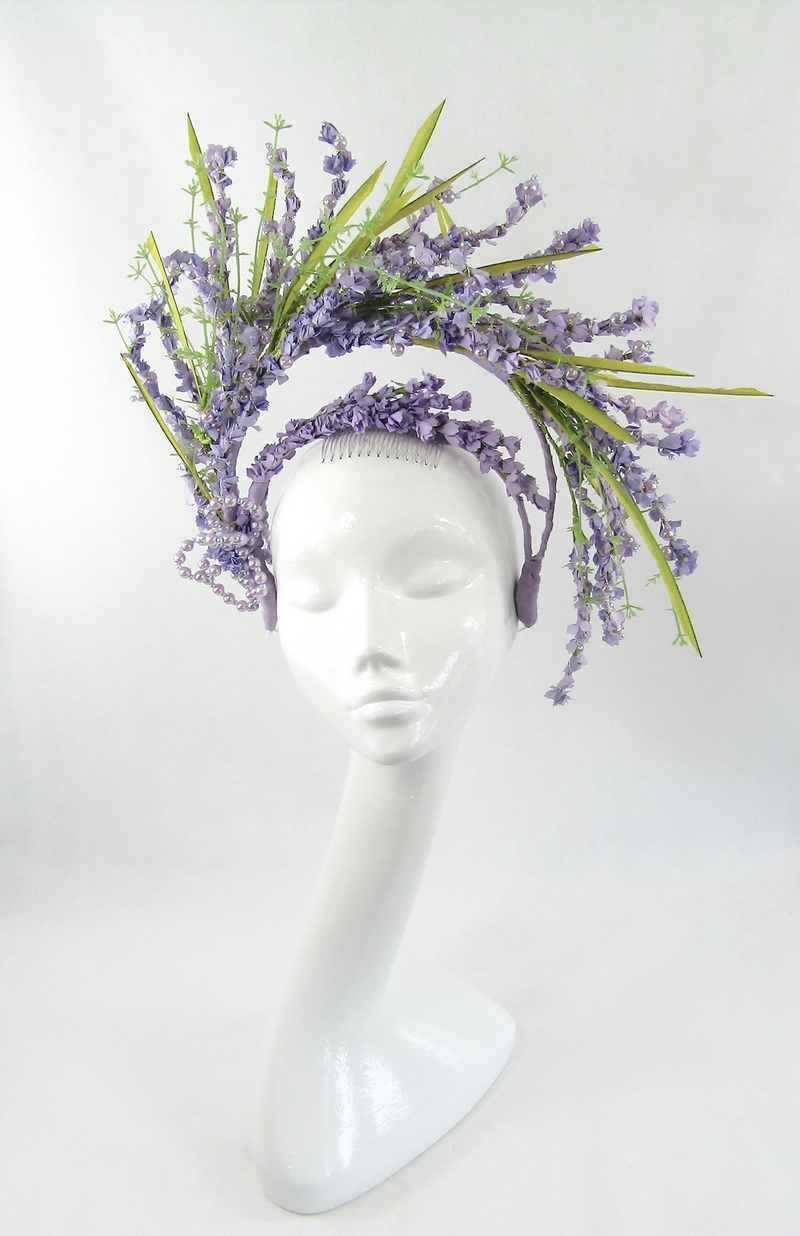 Lilac Flower & Pearl Headdress