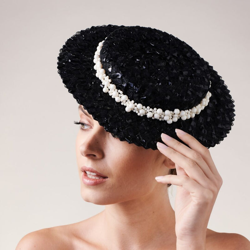 Calla Black and White Boater Hat - Perfect Raceday Hat