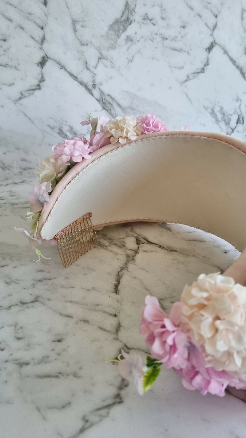 Faye - Pink Bandeau Floral Headpiece