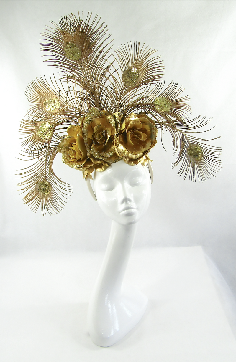 Gold Peacock Feathered Headdress