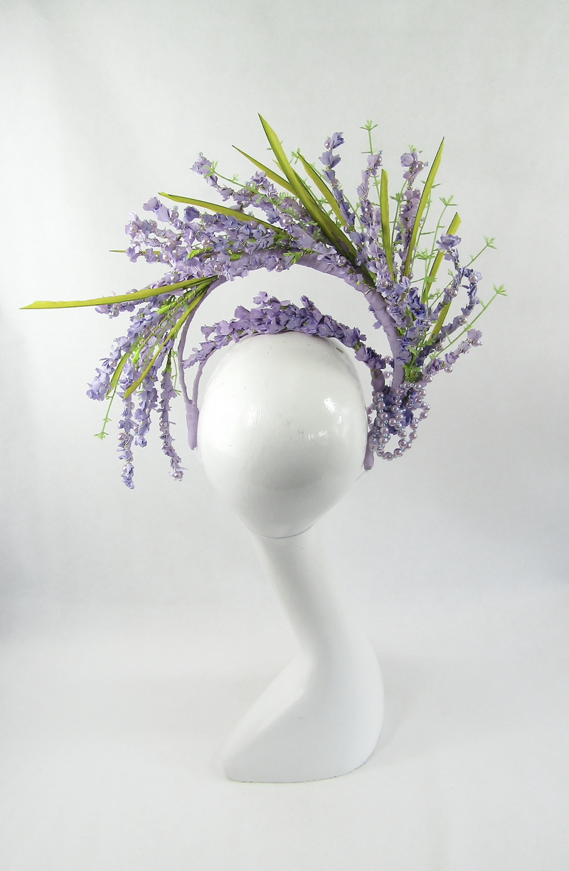 Lilac Flower & Pearl Headdress