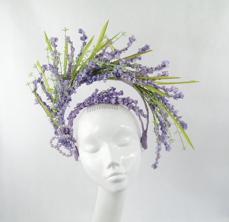 Lilac Flower & Pearl Headdress