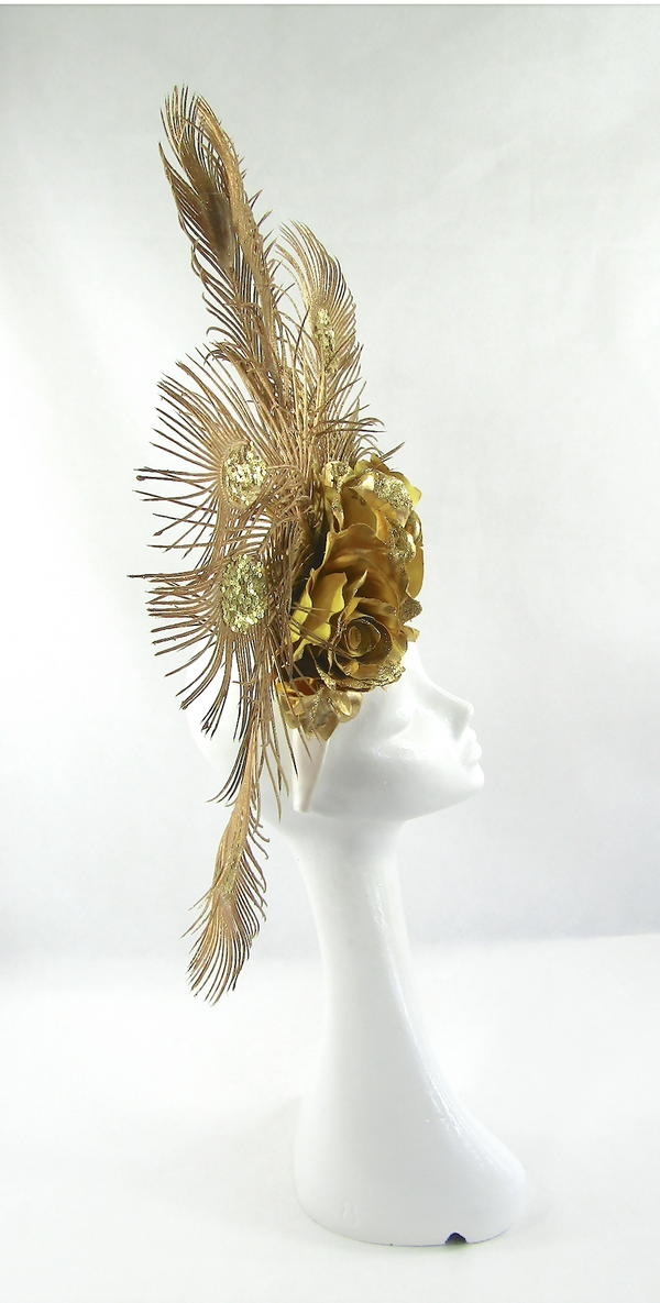 Gold Peacock Feathered Headdress