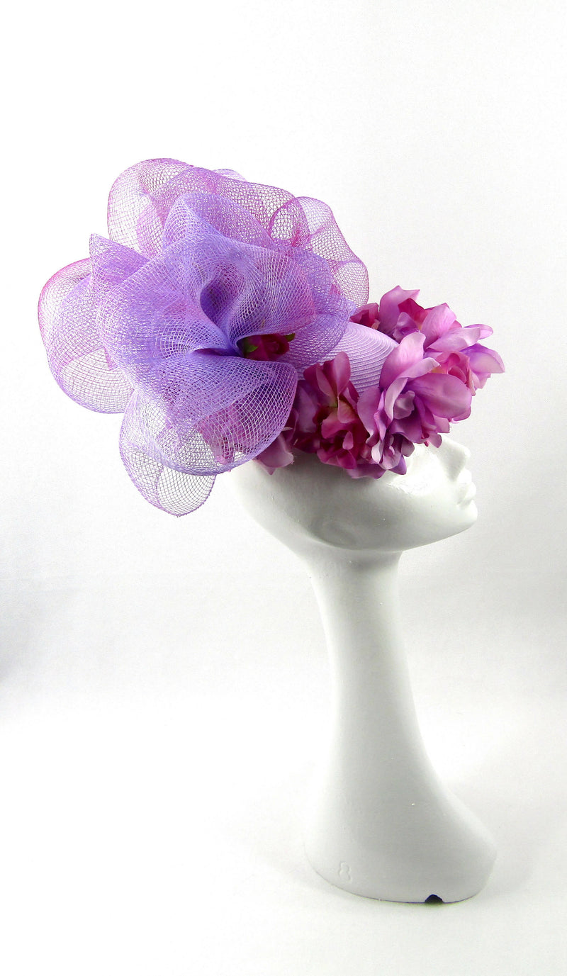 Lilac and Pink Pillbox Floral Hat