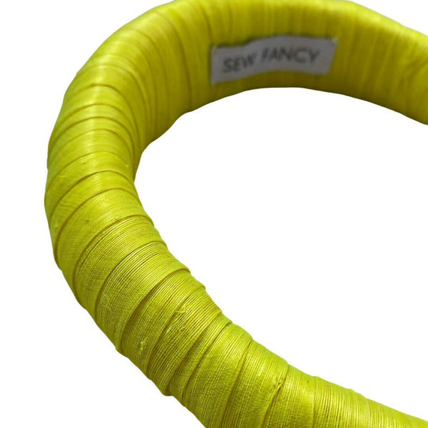 Gorgeous neon bright yellow silk abaca wrapped headband