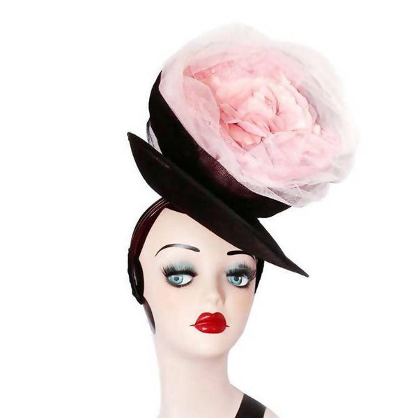 Paeonia Dinner Plate Pink and Black Fascinator