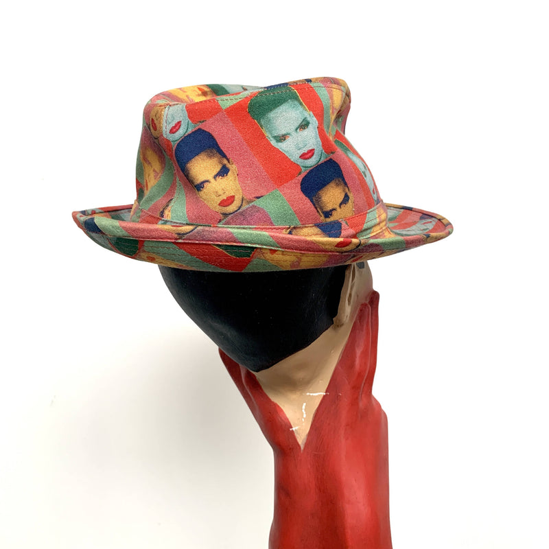 Vintage limited edition Philip Treacy Andy Warhol collection Grace Jones pop art digital print trilby hat
