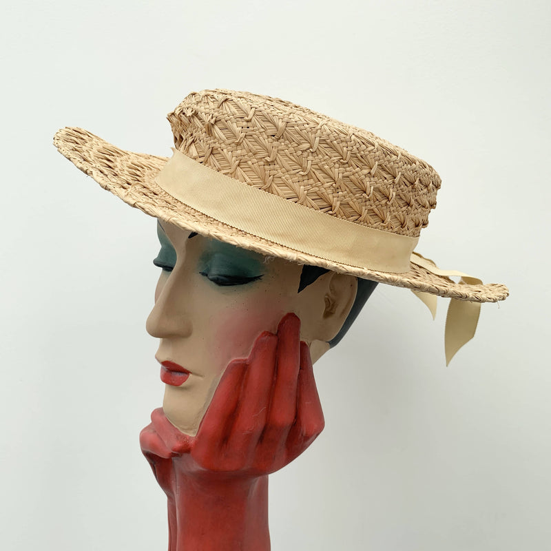 Vintage 1980’s Straw boater hat