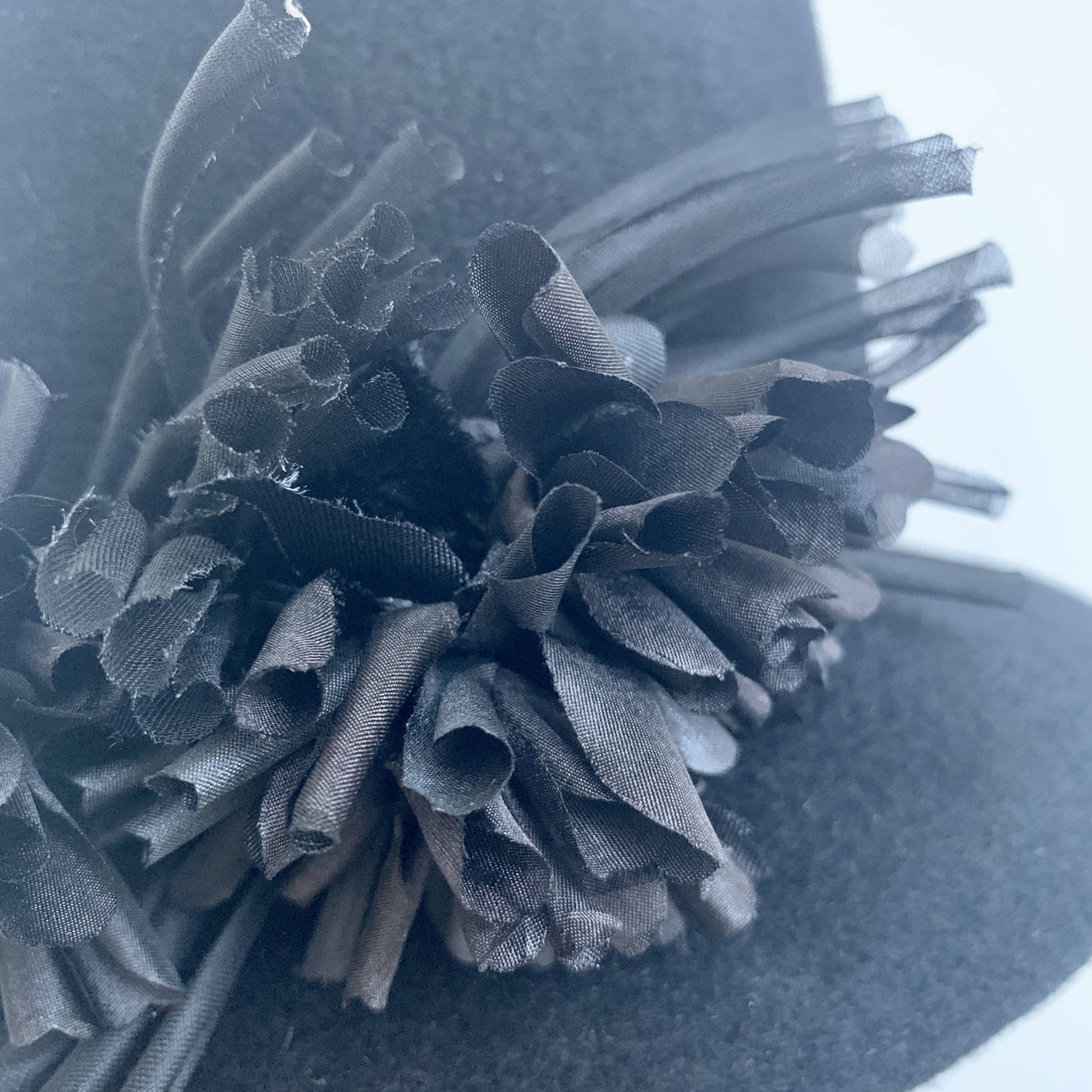 Philip Treacy Black Hat with Cream Floral Accent Philip Treacy Rose Headpiece from his Spring/ Summer 2000  main image 4