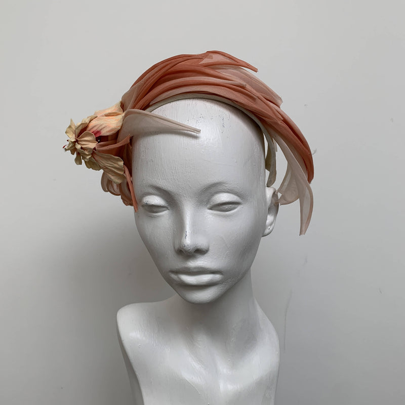 Cecilia orange sinamay headband