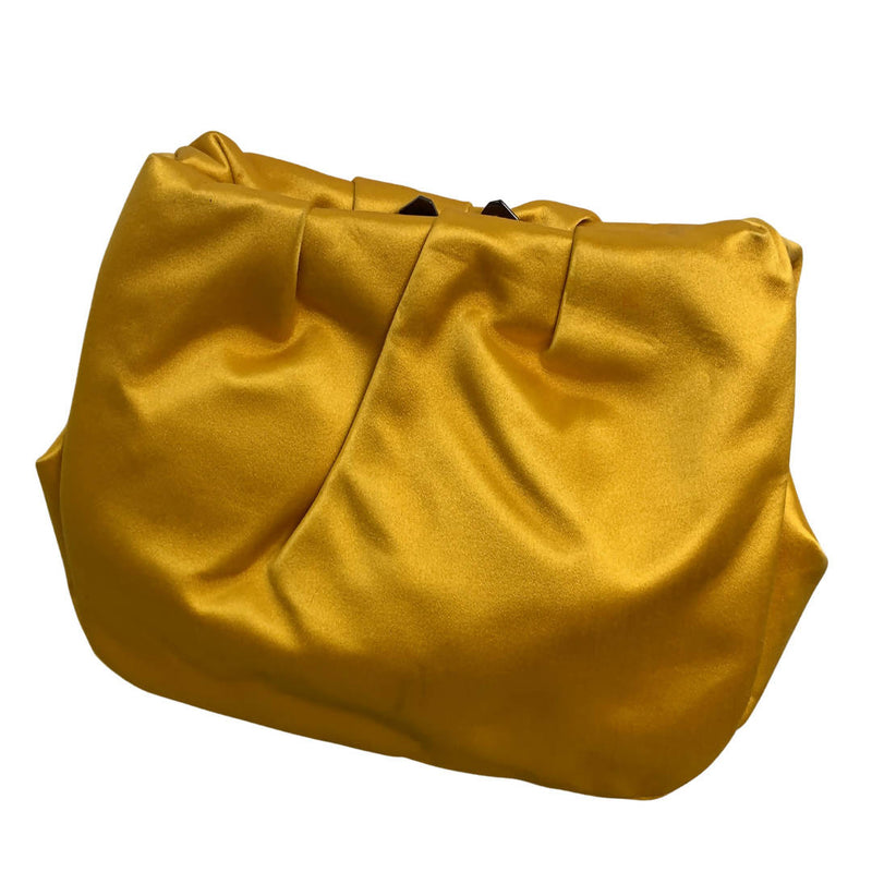 Philip Treacy Grand Pillow Evening Mustard/Gold Silk Clutch Bag