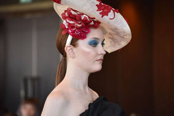 Ivory Red Flowers Hat
