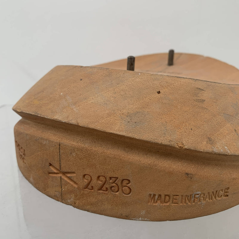 Antique France made wooden cloche brim hat block