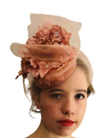 Peach Wedding Hat ,Races Hat