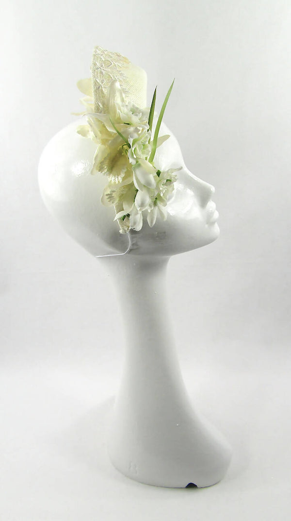 Cream Sinamay Flower & Butterfly Headband