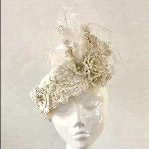Ivory and Gold Pillbox Hat