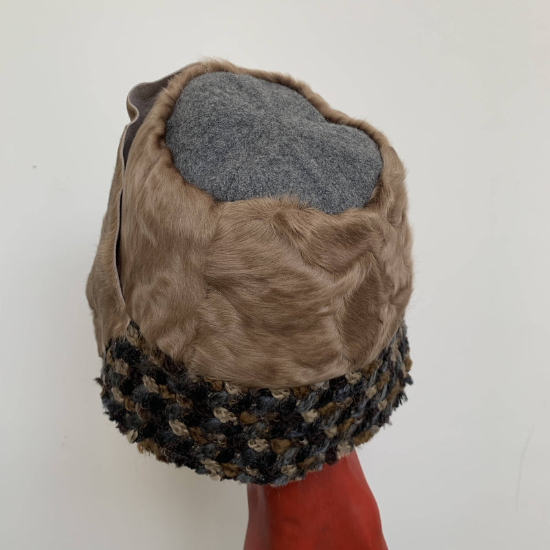 Vintage design new brown fur cloche hat by Dolce & Gabanna made in Italy