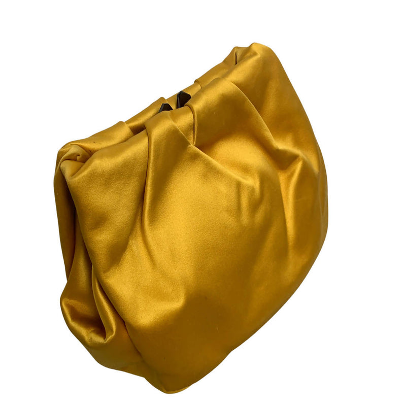 Philip Treacy Grand Pillow Evening Mustard/Gold Silk Clutch Bag