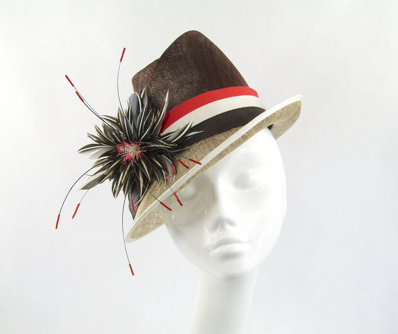 Brown and Cream Sinamay Hat