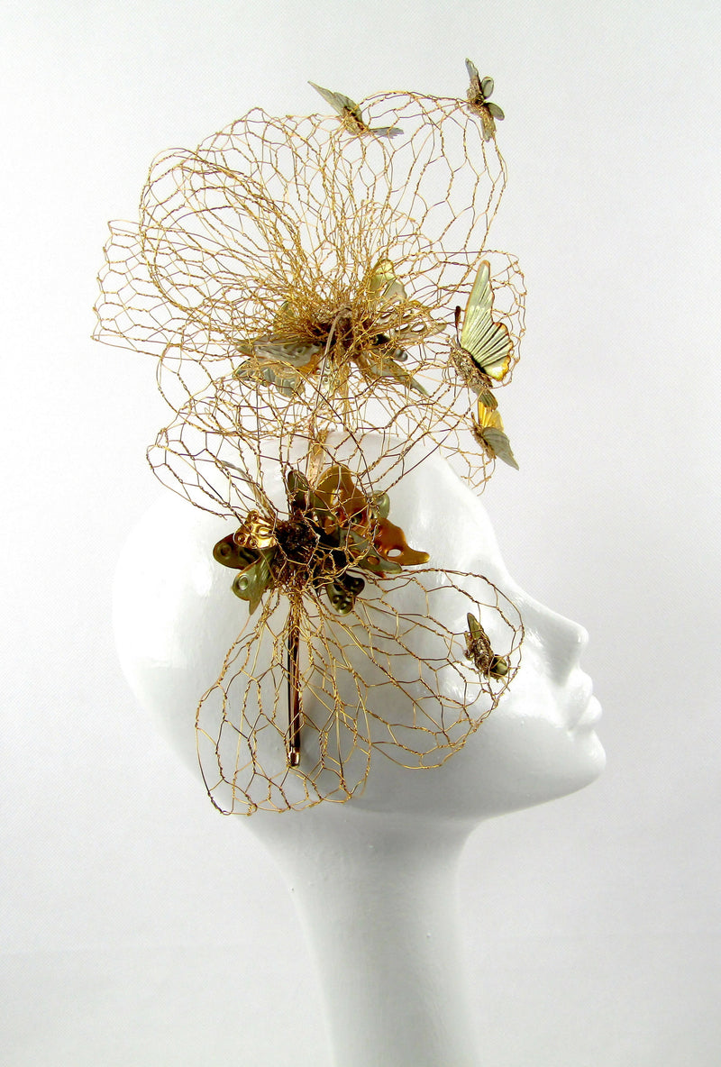 Gold Wired Bow & Butterfly Headdress