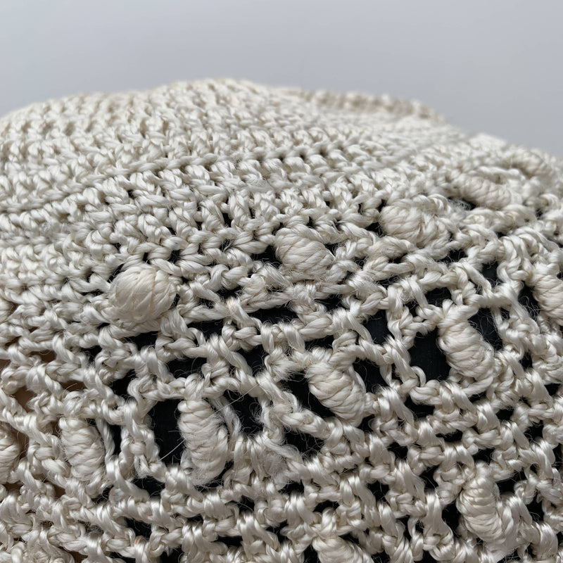 Vintage white braid crochet bonnet hat
