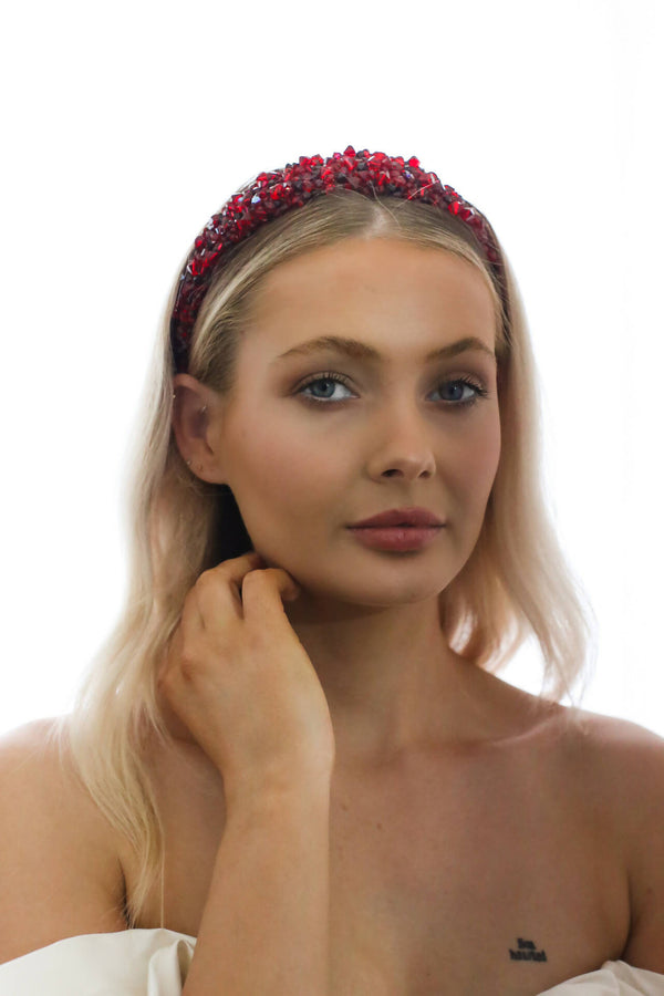 Aurelia Crystal Headband - Red