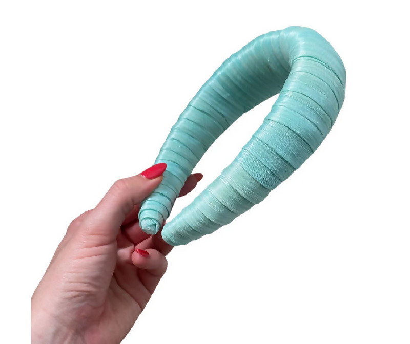 Beautiful aqua mint silk abaca wrapped headband