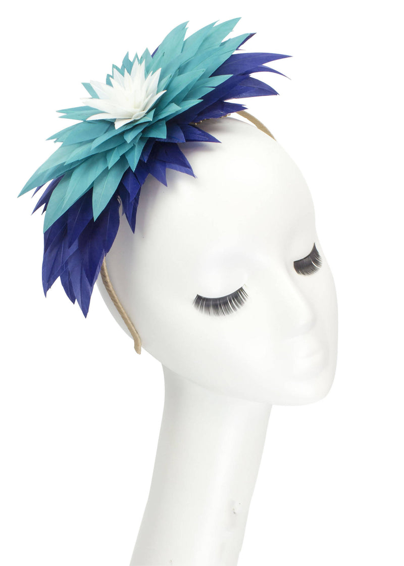 "Sapphire" Lotus Feather Flower Headband