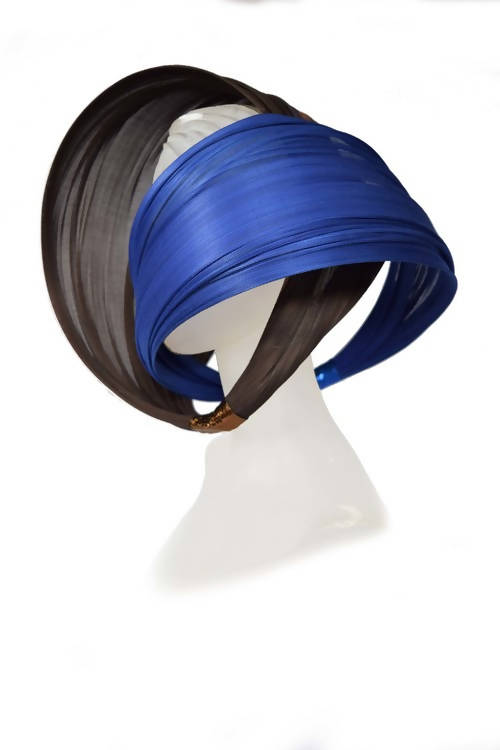 Interspace Blue and Brown Fascinator