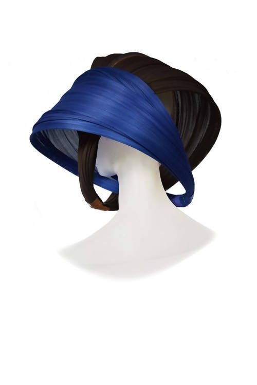 Interspace Blue and Brown Fascinator