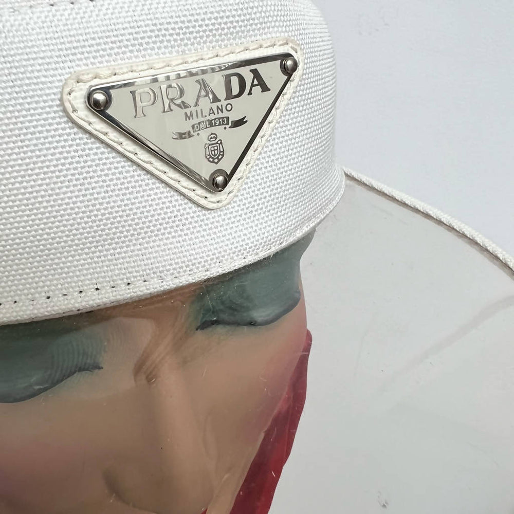 PRADA Logo White Visor Adjustable Size M Made in Italy | The Hat