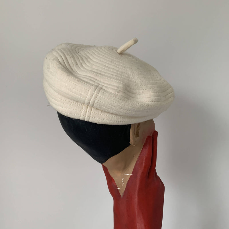classic Vintage white beret hat by Stephen Jones MIss Jones “ Time travel” collection