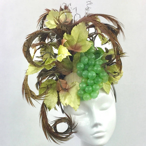Pheasant Feather, Grape and Leaf Headdress