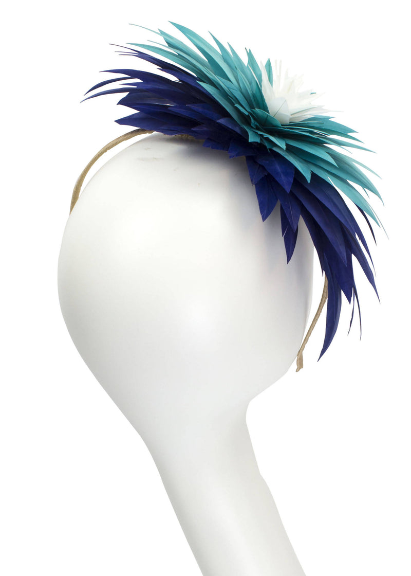 "Sapphire" Lotus Feather Flower Headband