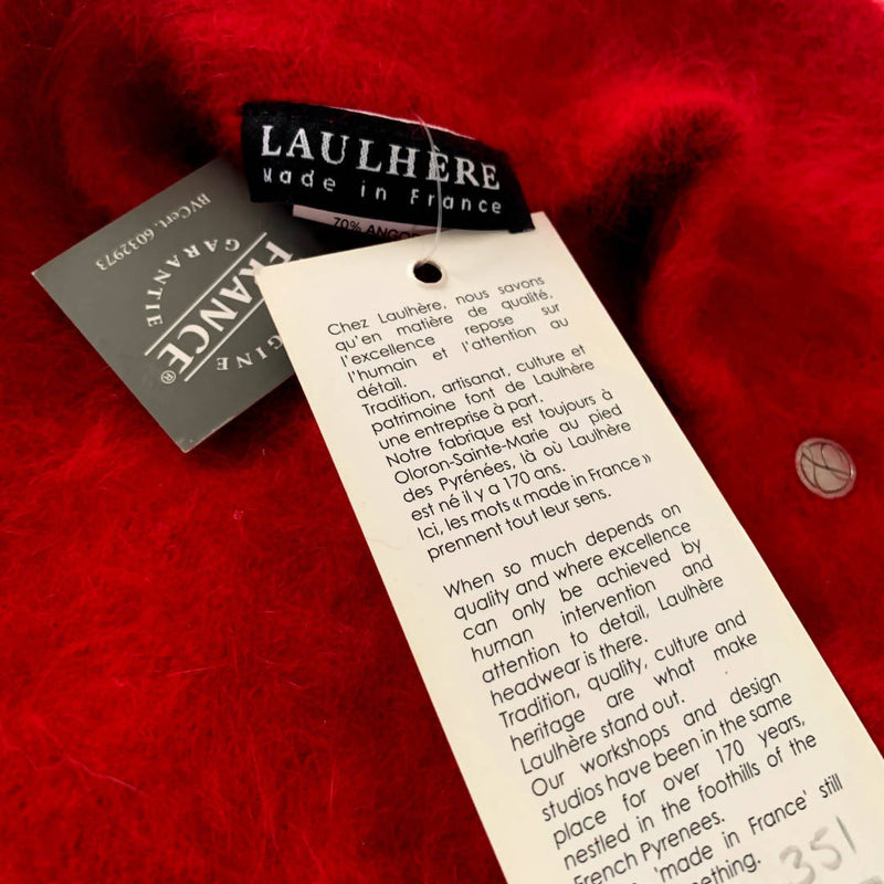 Vintage Fuchsia Fluffy Rabbit Fur Wool Beret by Laulhere