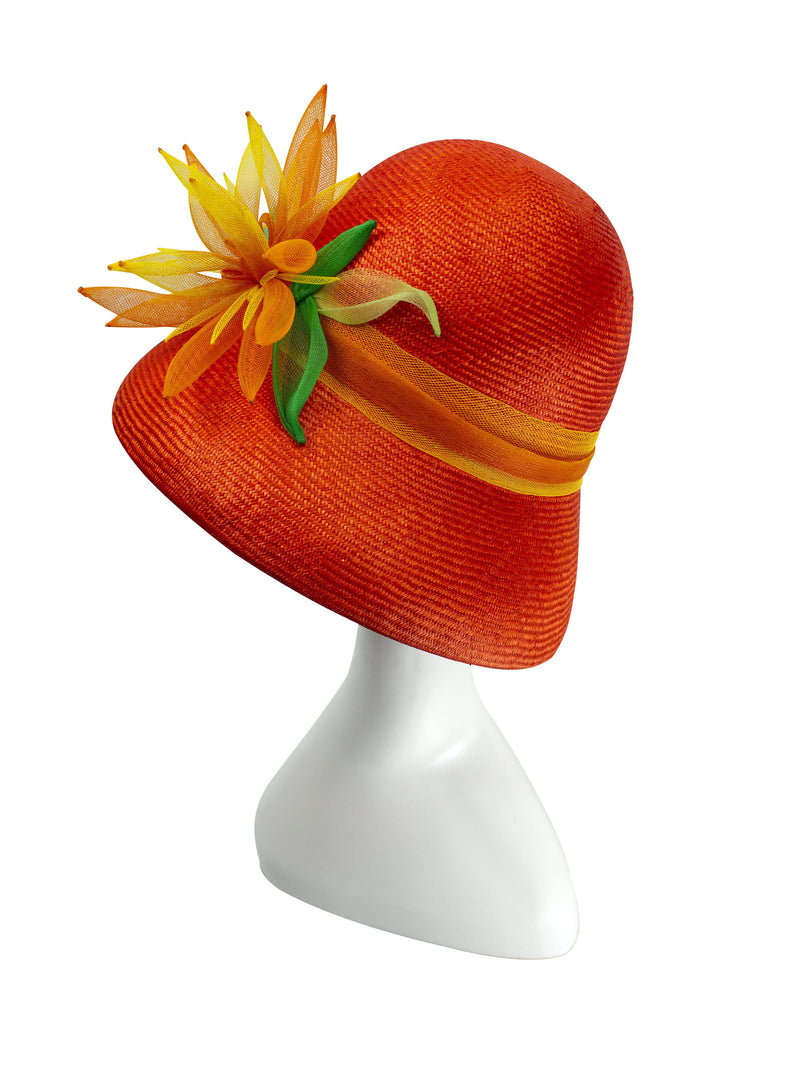 "Sunshine Daydream" - Orange Bucket Hat with Crinoline Detail