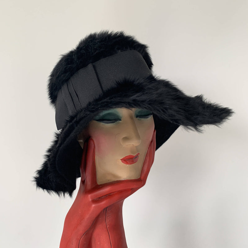 classic Vintage Christian DIor black wool fur couture hat