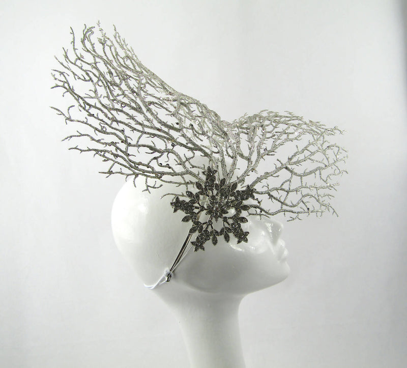 Silver Glitter Faux Coral Headdress